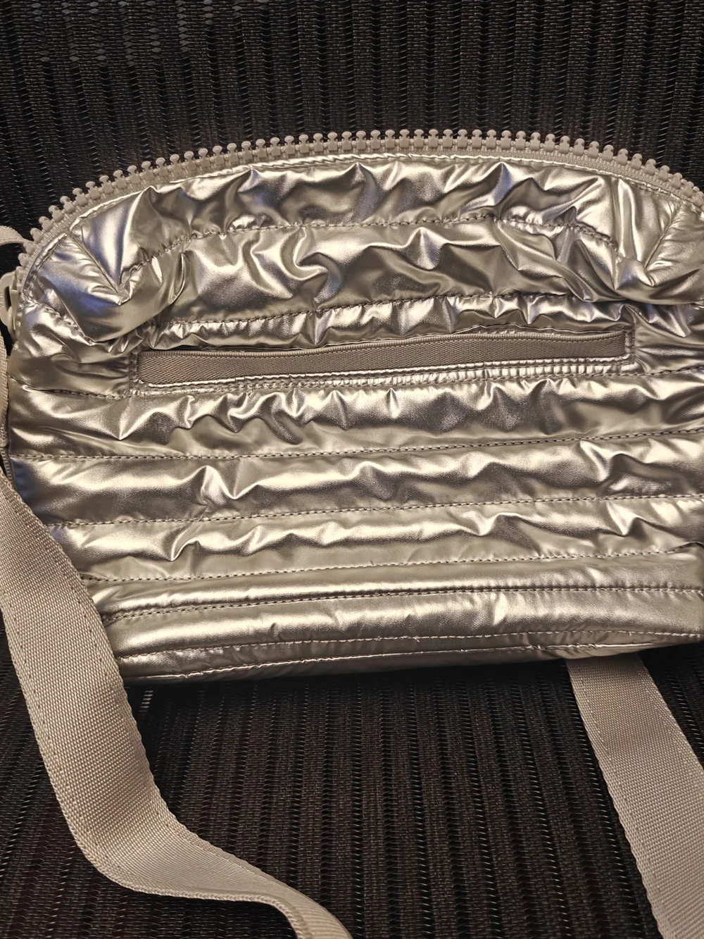 Dagne Dover Metallic Quilted Silver Crossbody